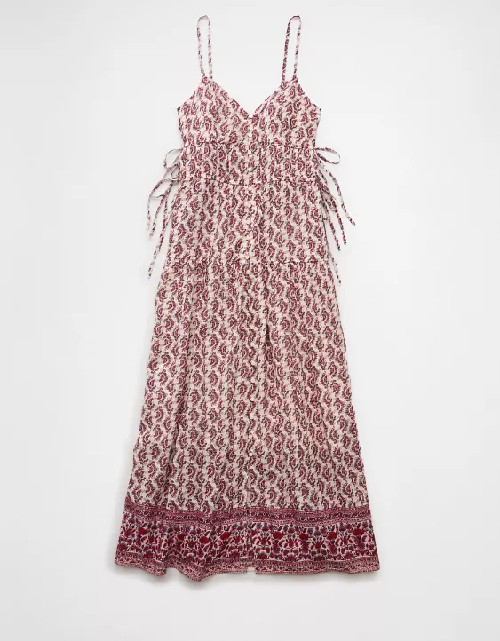 Aeo AE V-Neck Side Tie Midi Dress