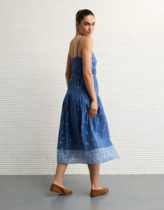 Aeo AE V-Neck Side Tie Midi Dress