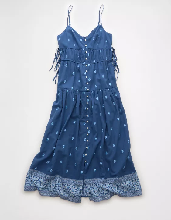 Aeo AE V-Neck Side Tie Midi Dress