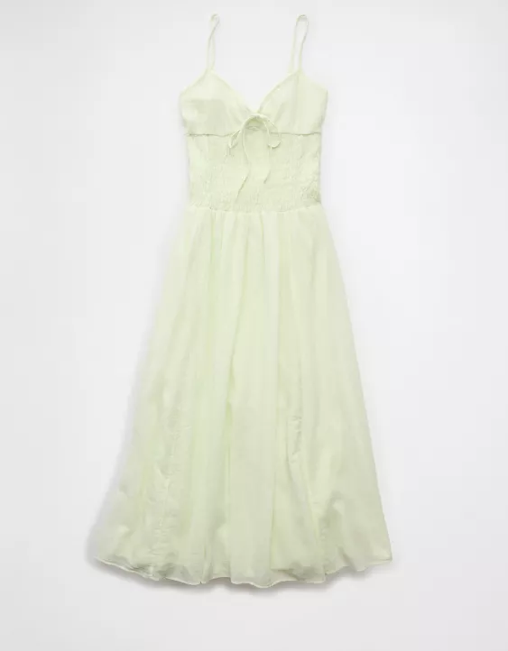 Aeo AE V-Neck Smocked Bodice Midi Dress