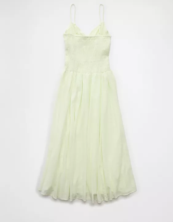 Aeo AE V-Neck Smocked Bodice Midi Dress