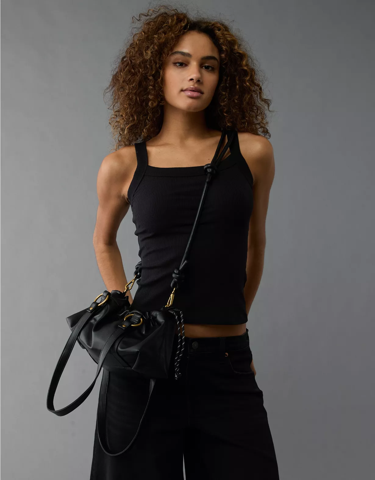 aeo AE Vegan Leather Drawcord Hot Dog Bag
