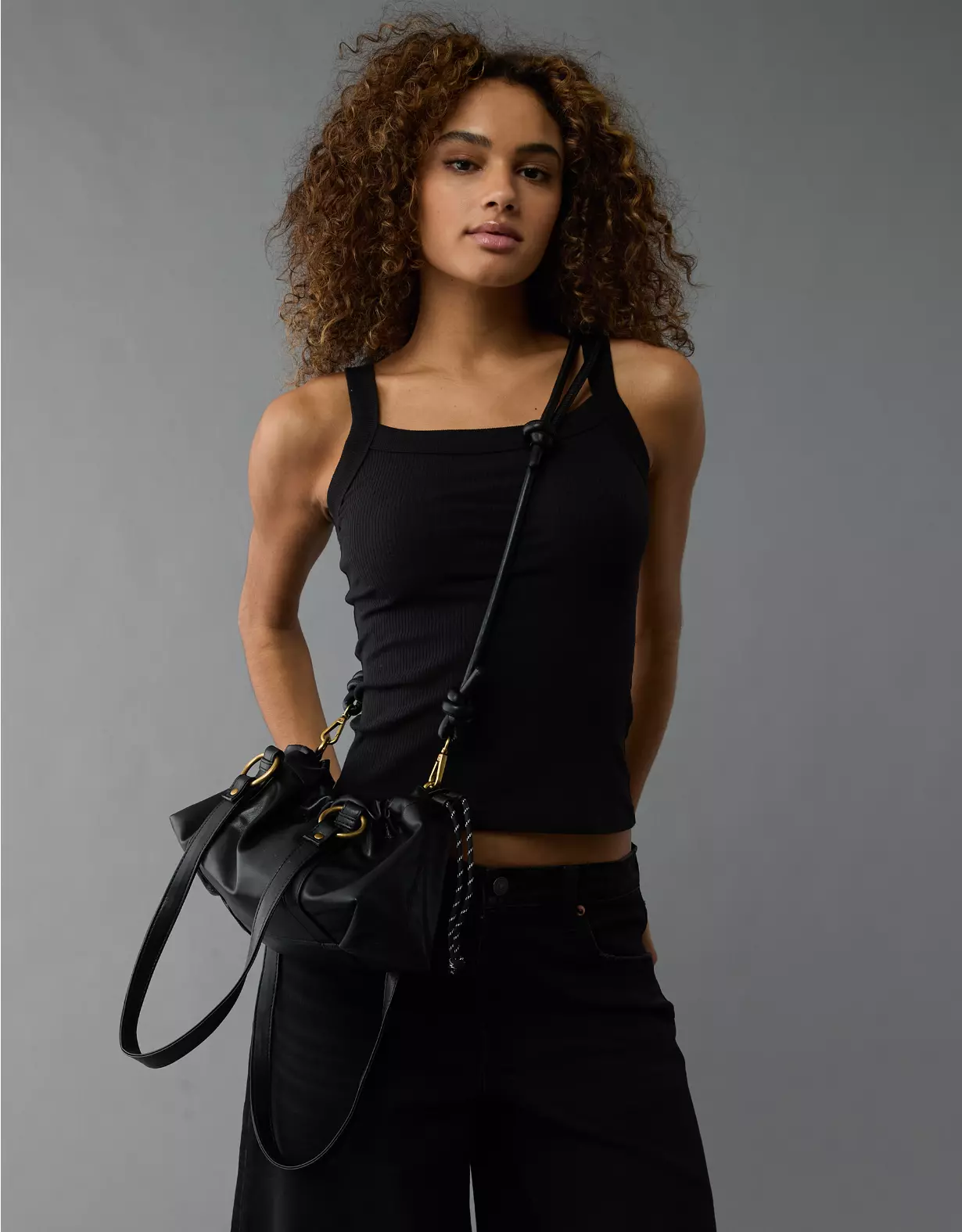 aeo AE Vegan Leather Drawcord Hot Dog Bag