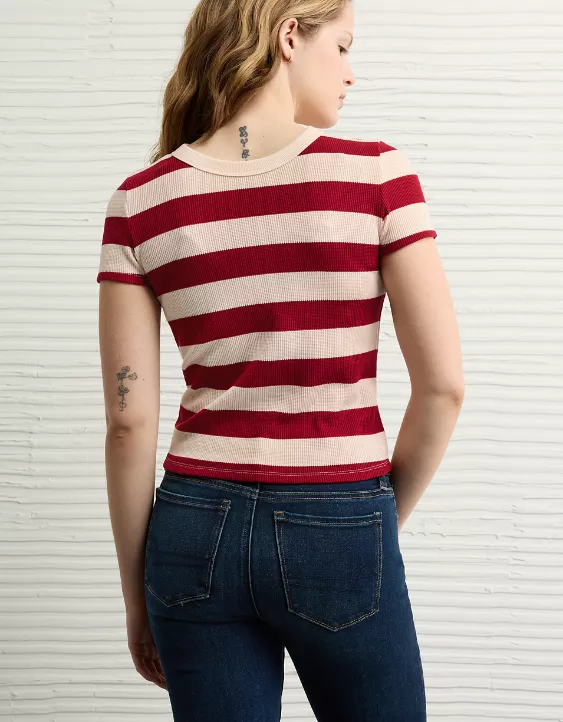 Aeo AE Waffle Hey Baby Tee