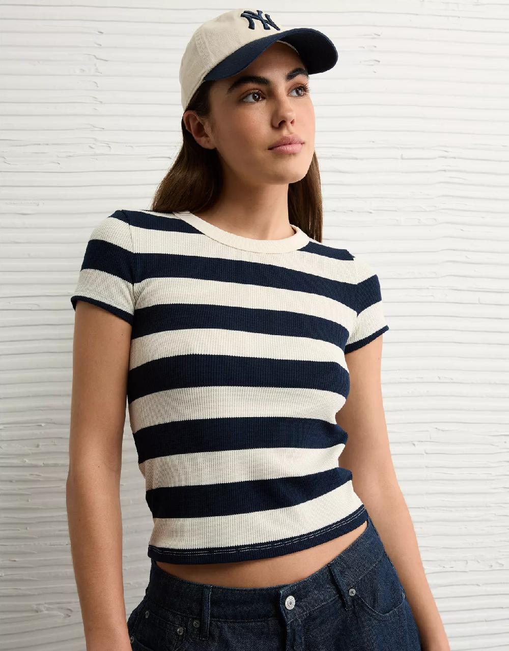 aeo AE Waffle Hey Baby Tee