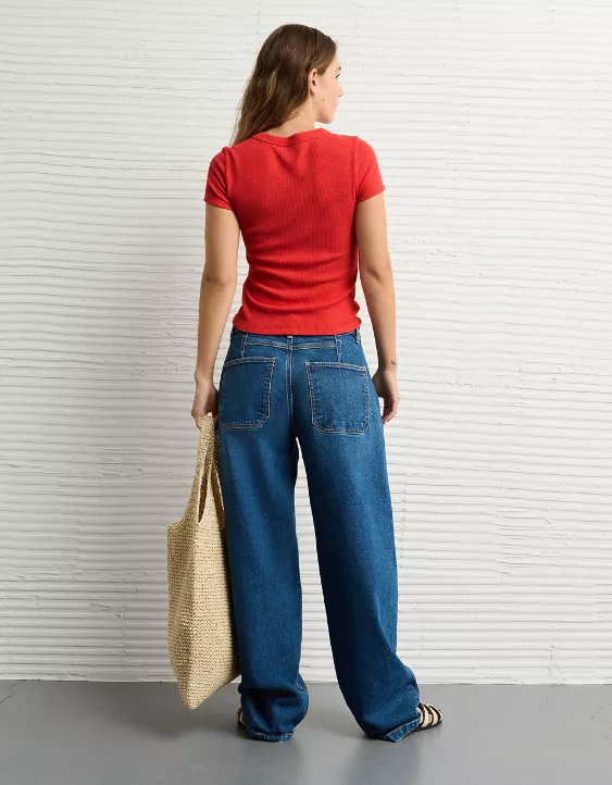 Aeo AE Waffle Hey Baby Tee