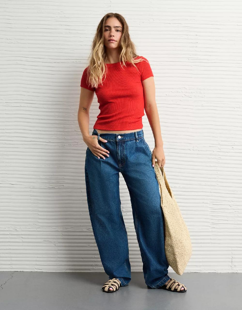 aeo AE Waffle Hey Baby Tee