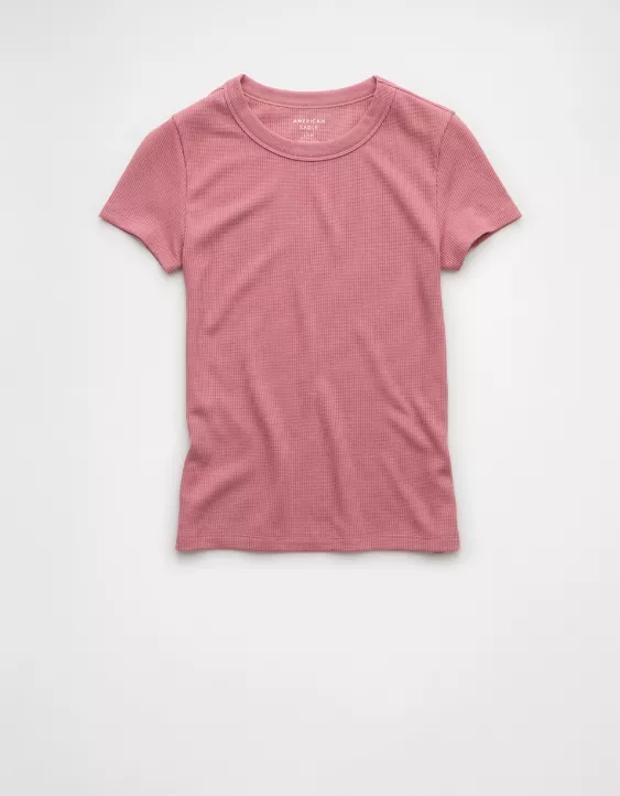 Aeo AE Waffle Hey Baby Tee