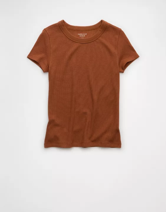 Aeo AE Waffle Hey Baby Tee