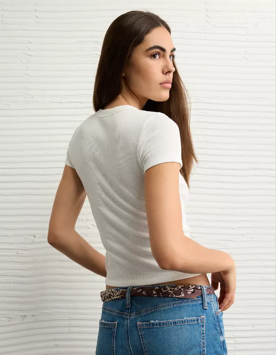 Aeo AE Waffle Hey Baby Tee