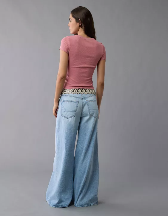 Aeo AE Waffle Hey Baby Tee