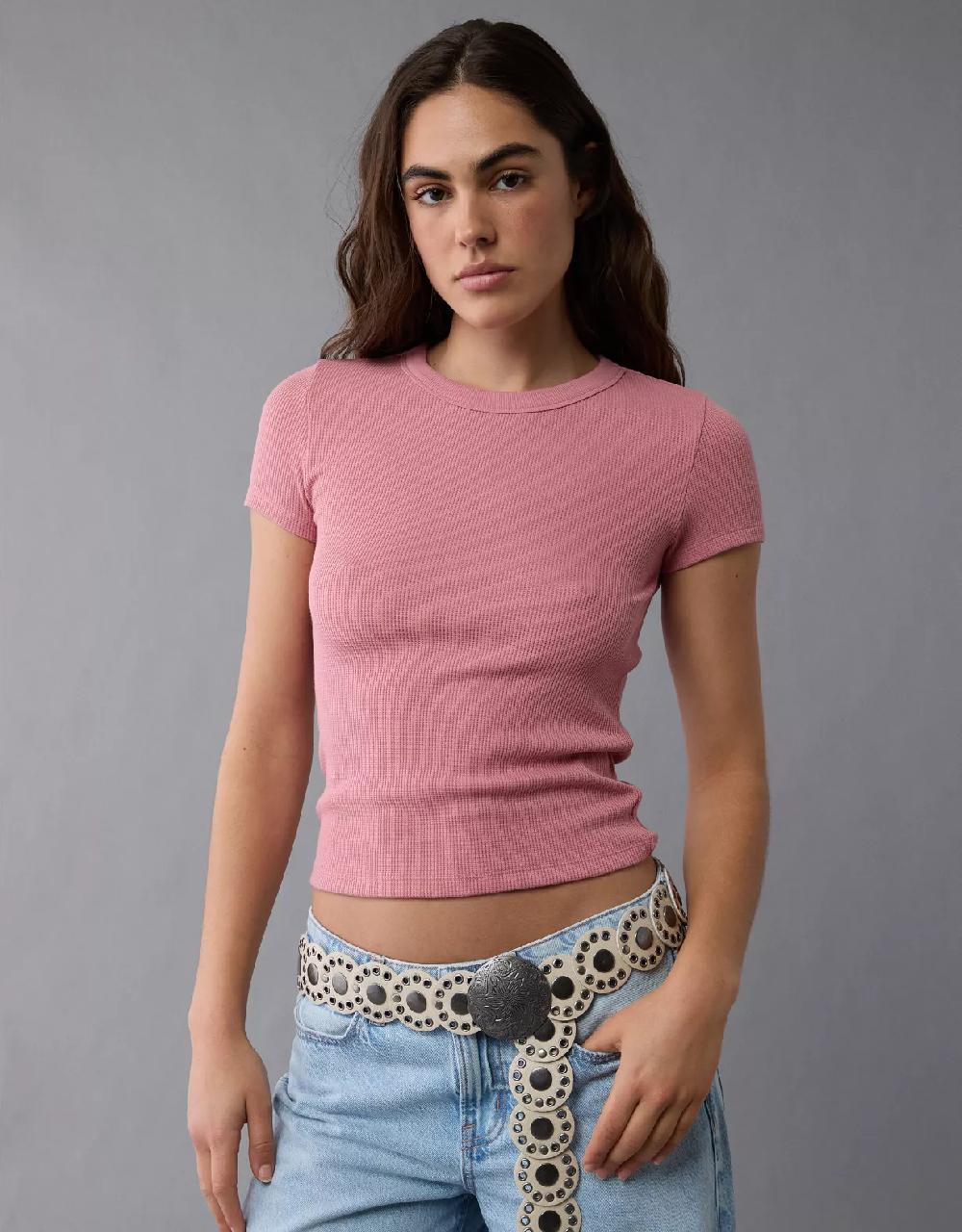 aeo AE Waffle Hey Baby Tee