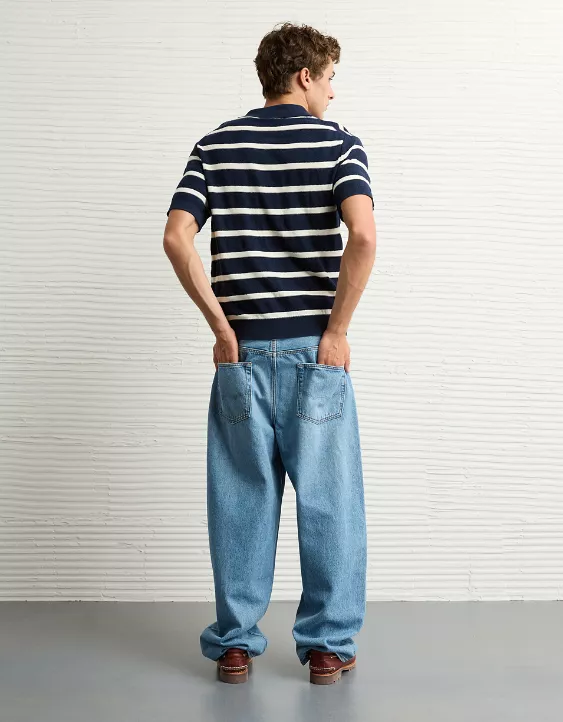 Aeo AE Weekend Striped Sweater Polo Shirt