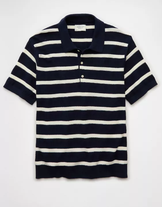 Aeo AE Weekend Striped Sweater Polo Shirt