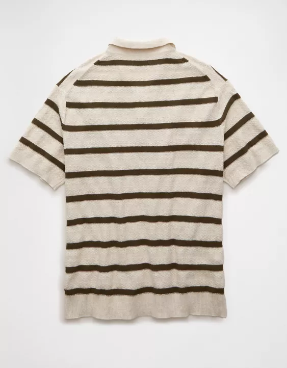 Aeo AE Weekend Striped Sweater Polo Shirt