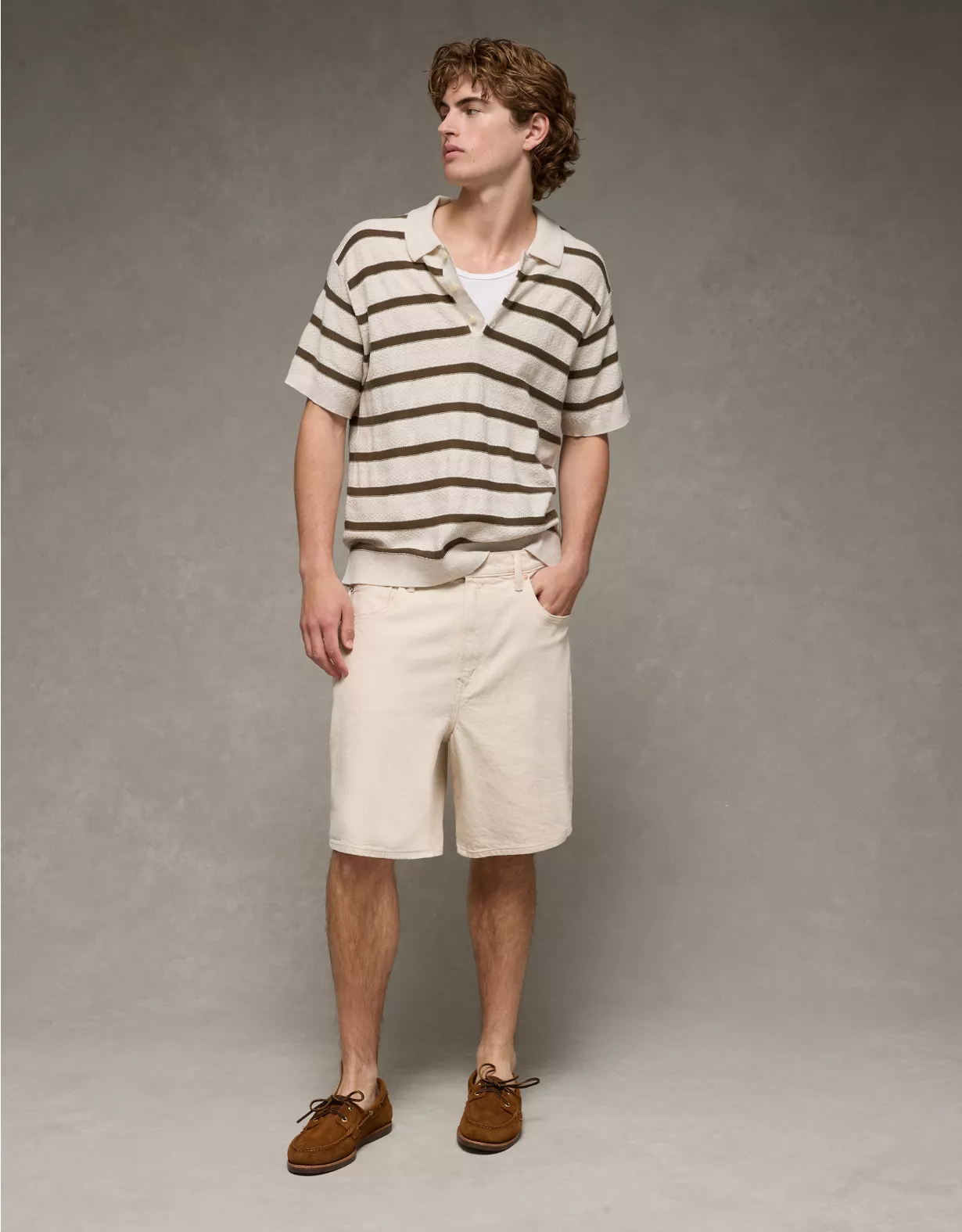 aeo AE Weekend Striped Sweater Polo Shirt