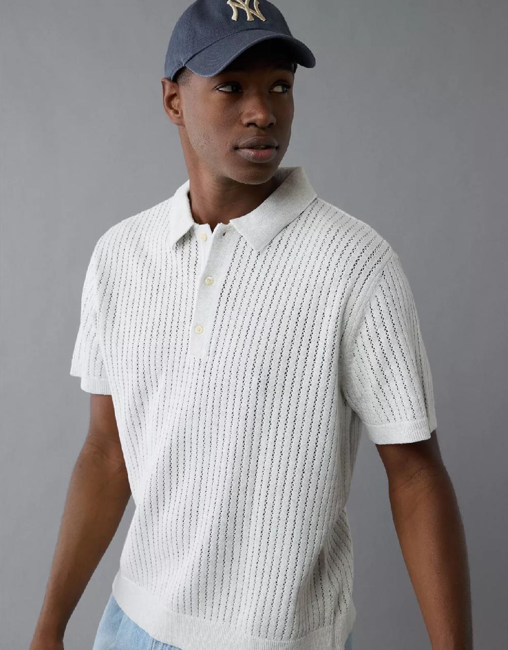 Aeo AE Weekend Tipped Sweater Polo Shirt
