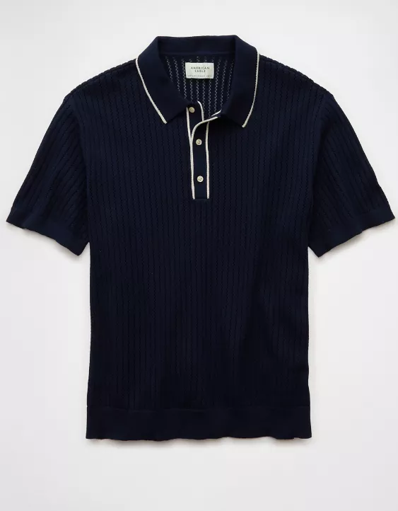 Aeo AE Weekend Tipped Sweater Polo Shirt
