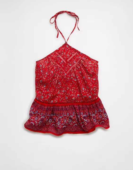 Aeo AE Y-Neck Lacy Halter Top