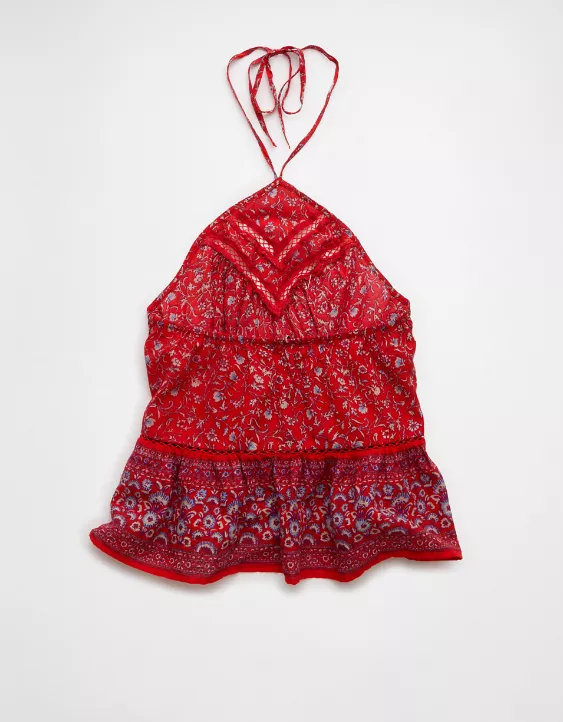 Aeo AE Y-Neck Lacy Halter Top