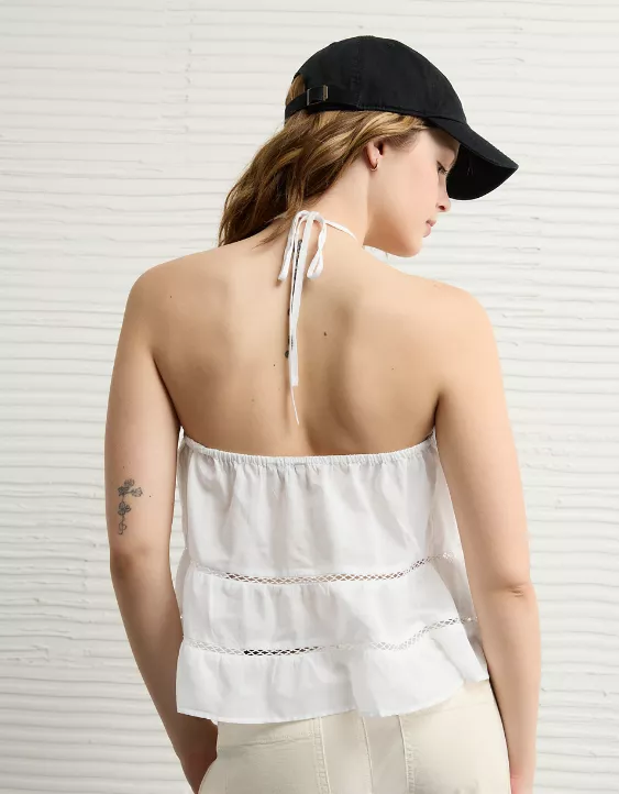 Aeo AE Y-Neck Lacy Halter Top