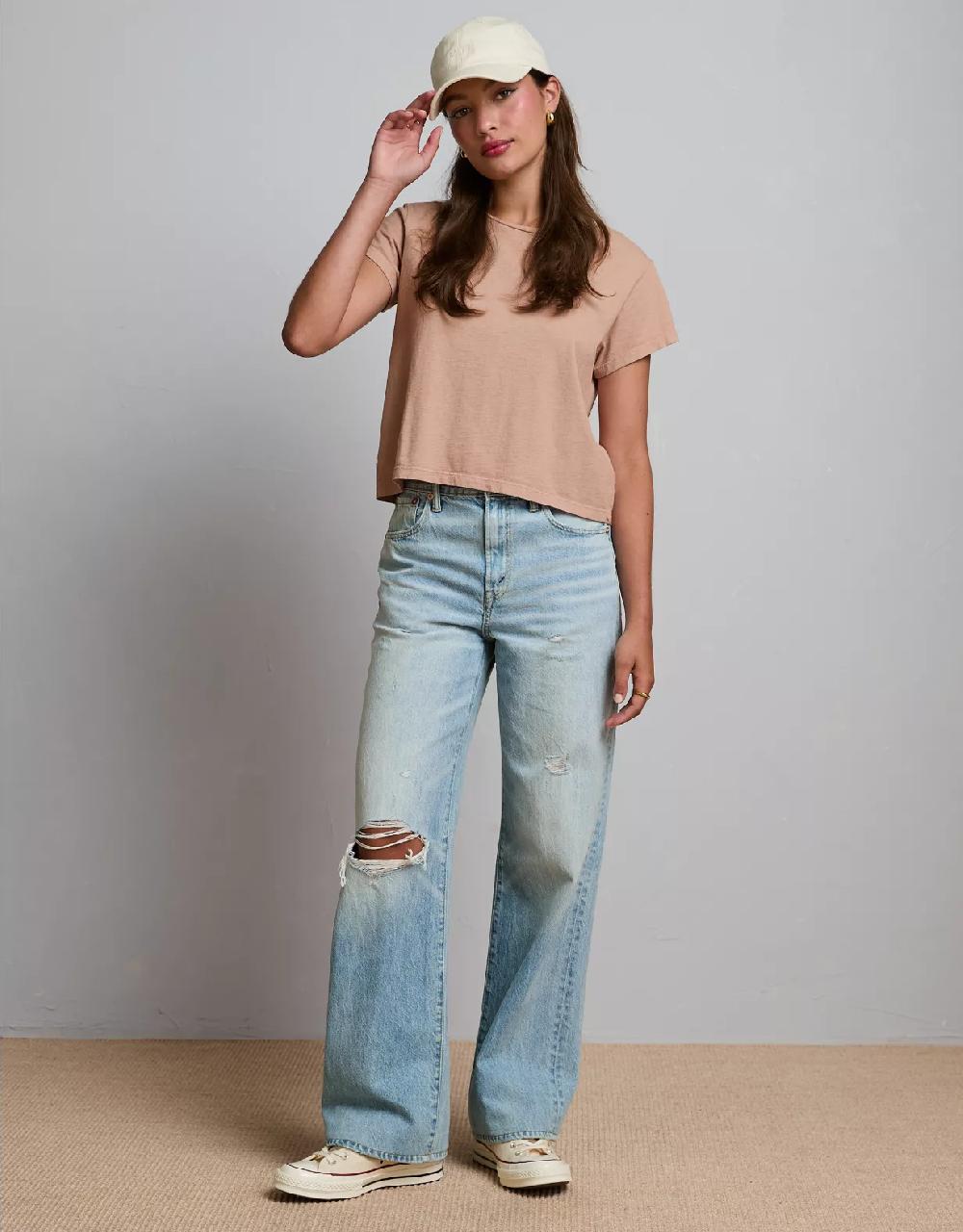 aeo AE77 Premium Boxy Cropped Crewneck T-Shirt