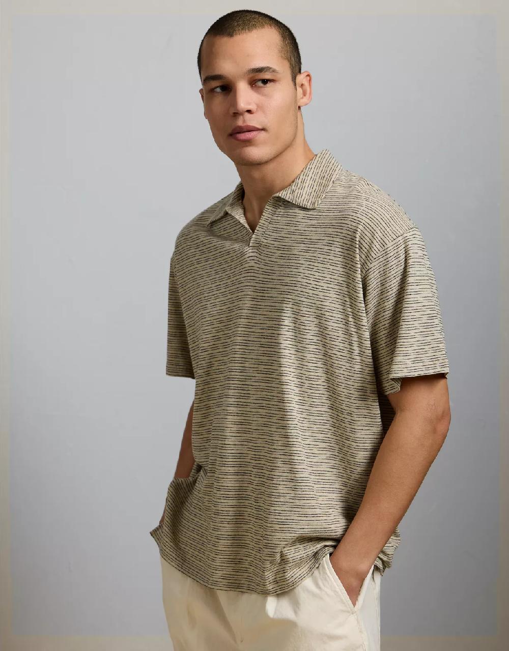 aeo AE77 Premium Linen-Blend Polo Shirt
