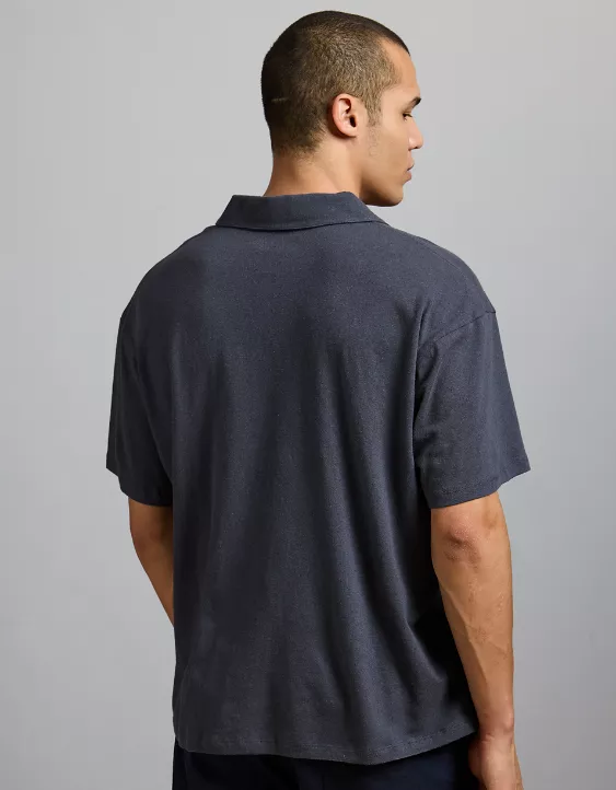 Aeo AE77 Premium Linen-Blend Polo Shirt