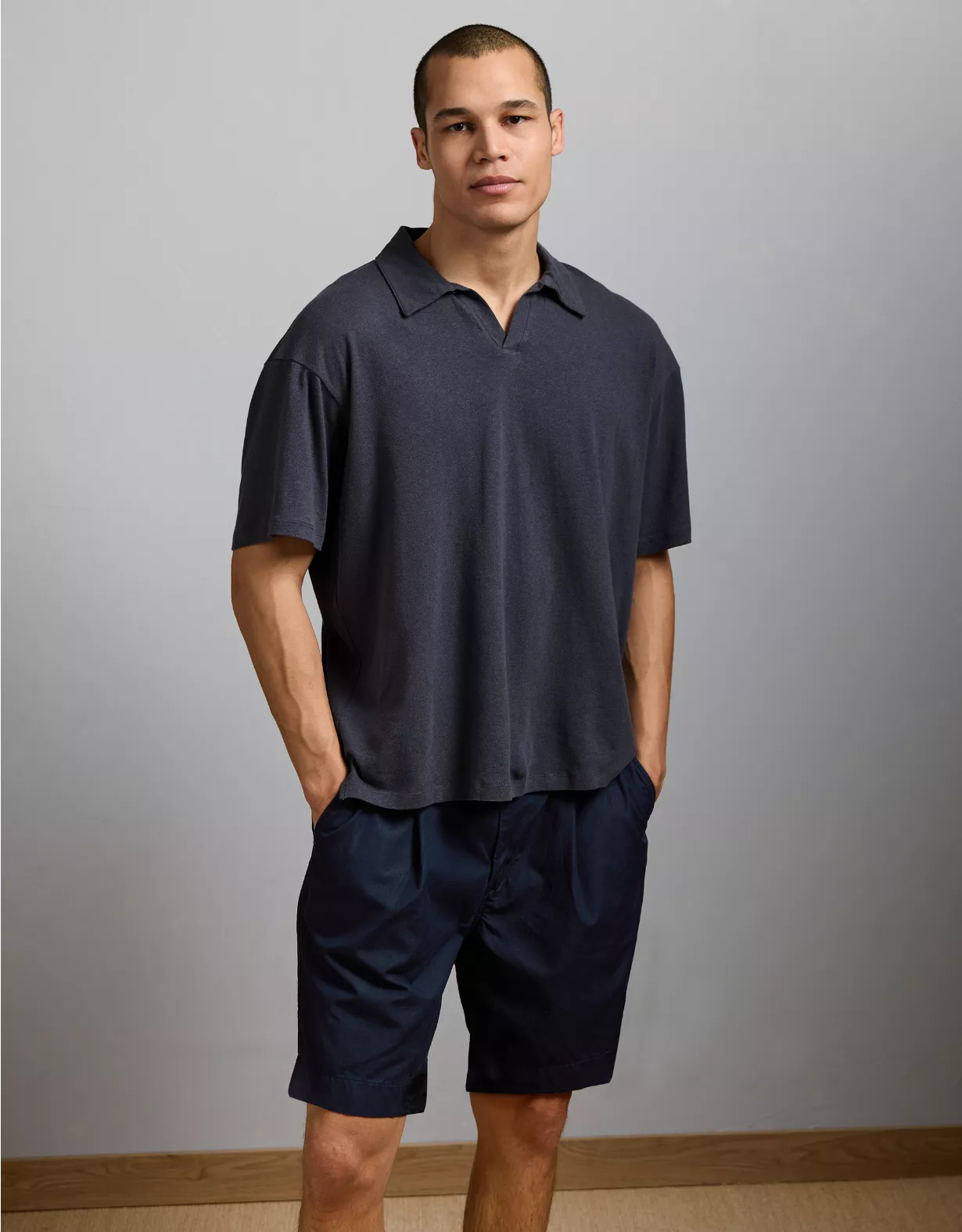 aeo AE77 Premium Linen-Blend Polo Shirt