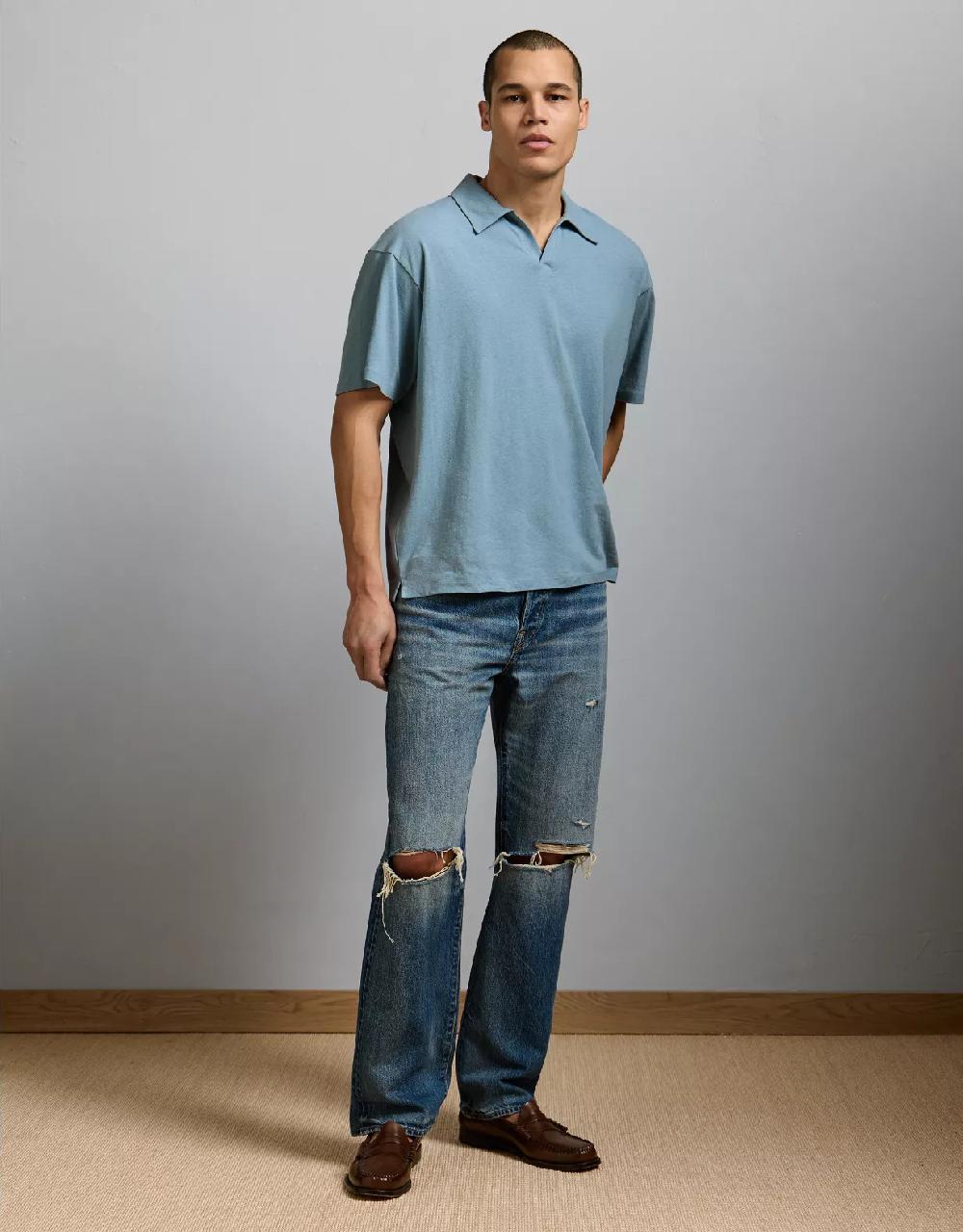 aeo AE77 Premium Linen-Blend Polo Shirt