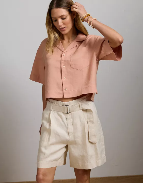 Aeo AE77 Premium Linen Camp Shirt