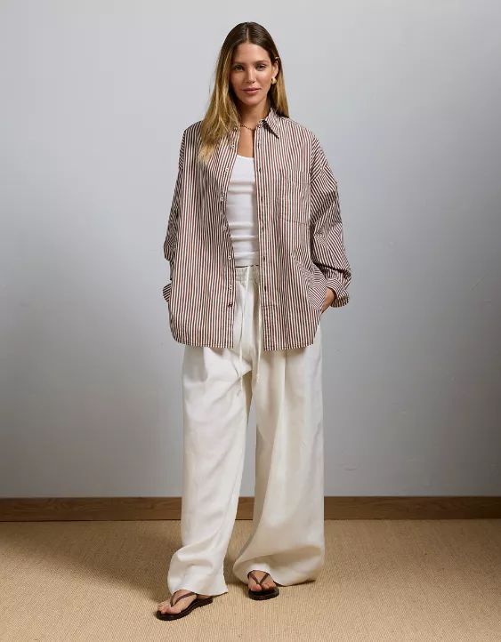 Aeo AE77 Premium Oversized Poplin Boyfriend Shirt