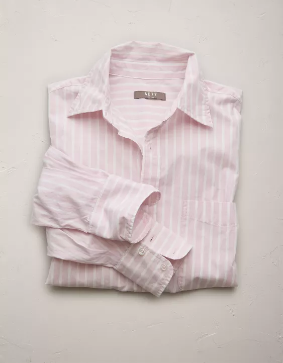 Aeo AE77 Premium Oversized Poplin Boyfriend Shirt