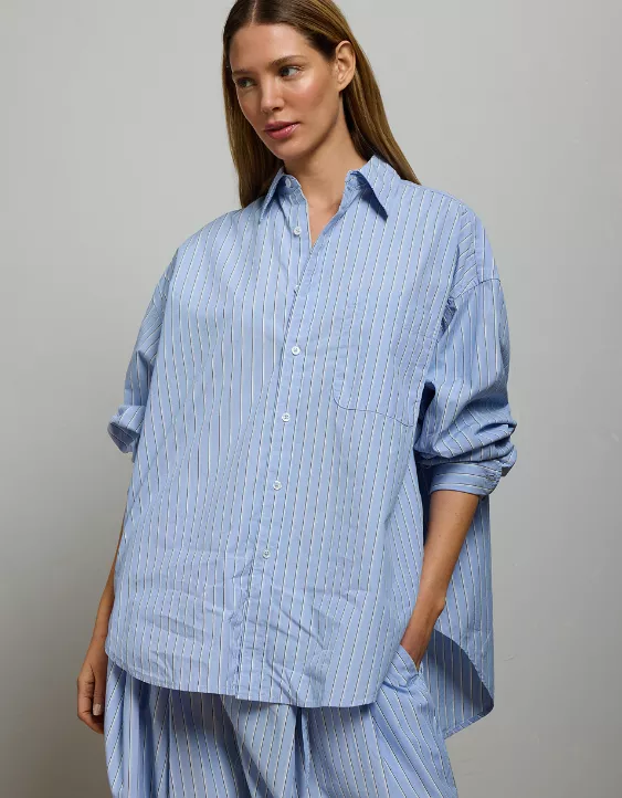 Aeo AE77 Premium Oversized Poplin Boyfriend Shirt