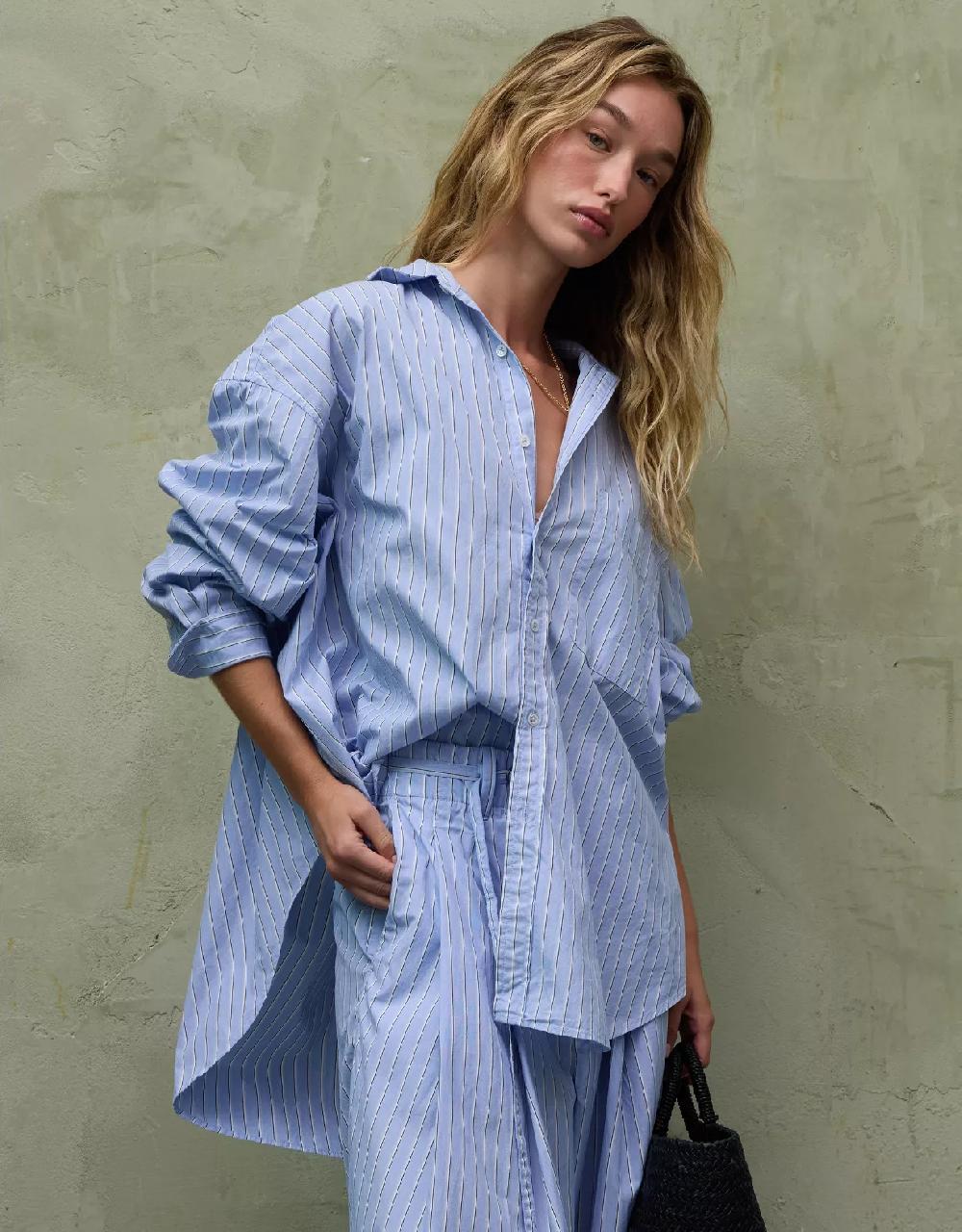 aeo AE77 Premium Oversized Poplin Boyfriend Shirt