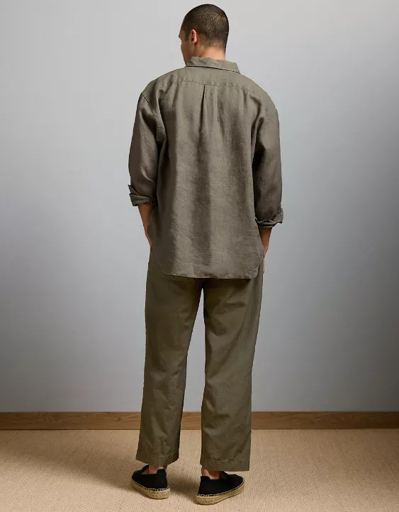 Aeo AE77 Premium Relaxed Linen Button-Up Shirt