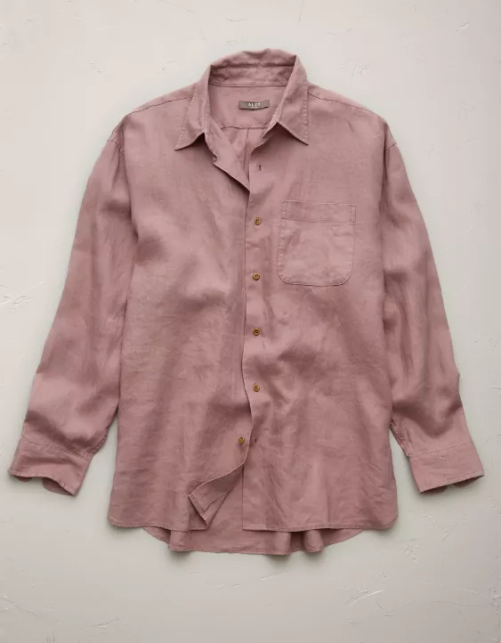 Aeo AE77 Premium Relaxed Linen Button-Up Shirt