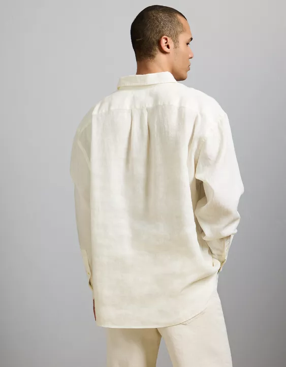 Aeo AE77 Premium Relaxed Linen Button-Up Shirt