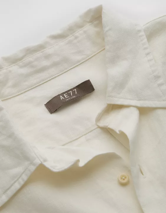 Aeo AE77 Premium Relaxed Linen Button-Up Shirt