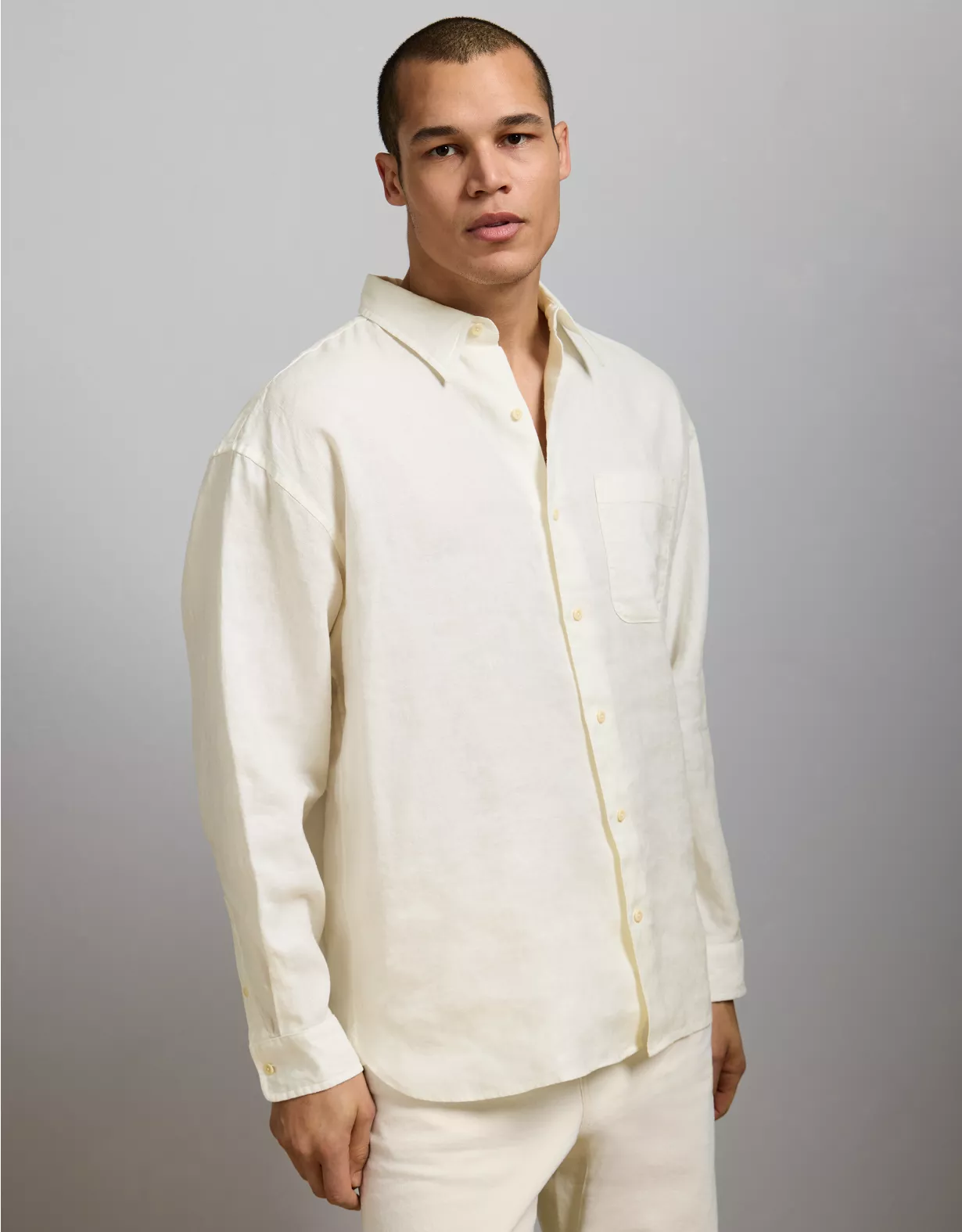 aeo AE77 Premium Relaxed Linen Button-Up Shirt