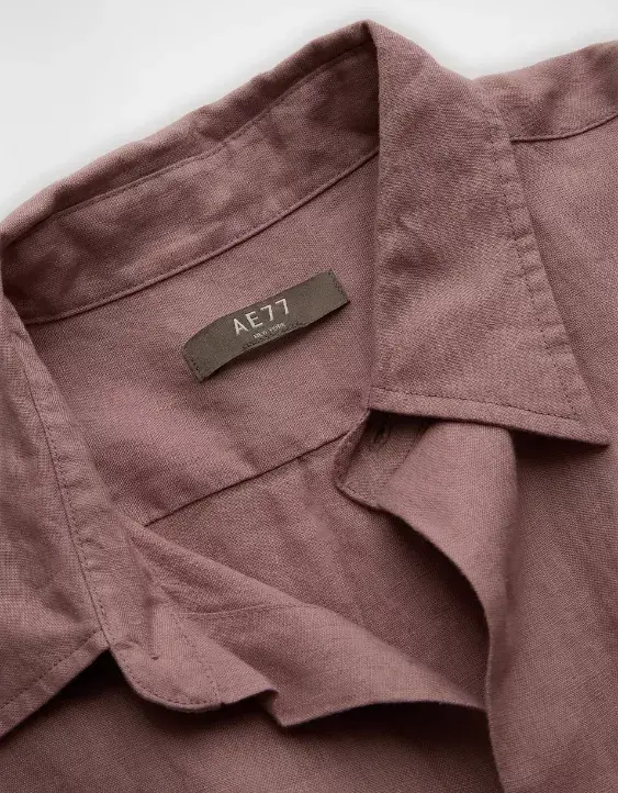Aeo AE77 Premium Relaxed Linen Button-Up Shirt