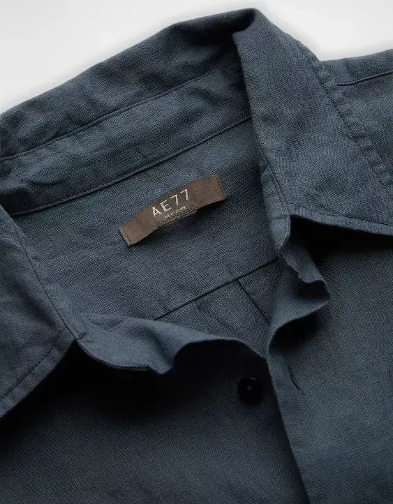 Aeo AE77 Premium Relaxed Linen Button-Up Shirt