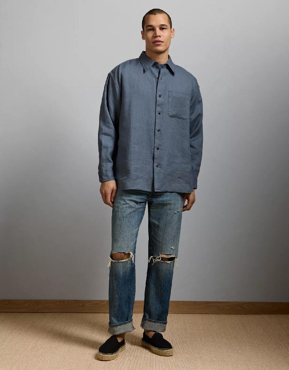 aeo AE77 Premium Relaxed Linen Button-Up Shirt