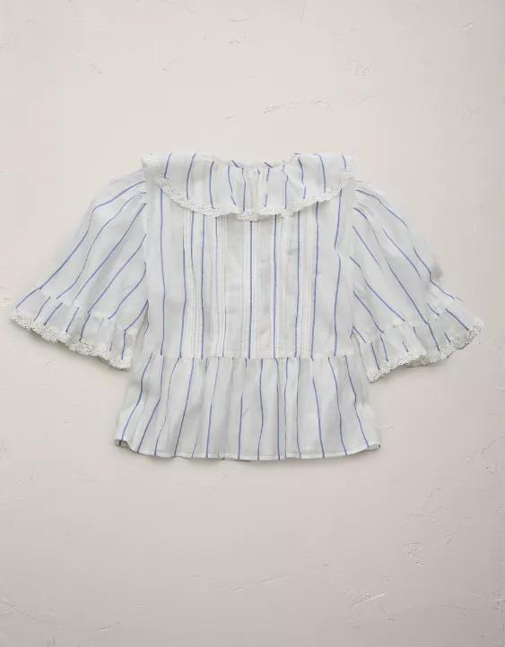 Aeo AE77 Premium Ruffle V-Neck Blouse