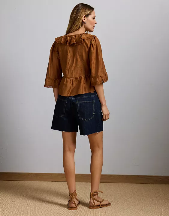 Aeo AE77 Premium Ruffle V-Neck Blouse