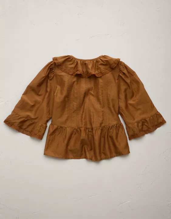 Aeo AE77 Premium Ruffle V-Neck Blouse