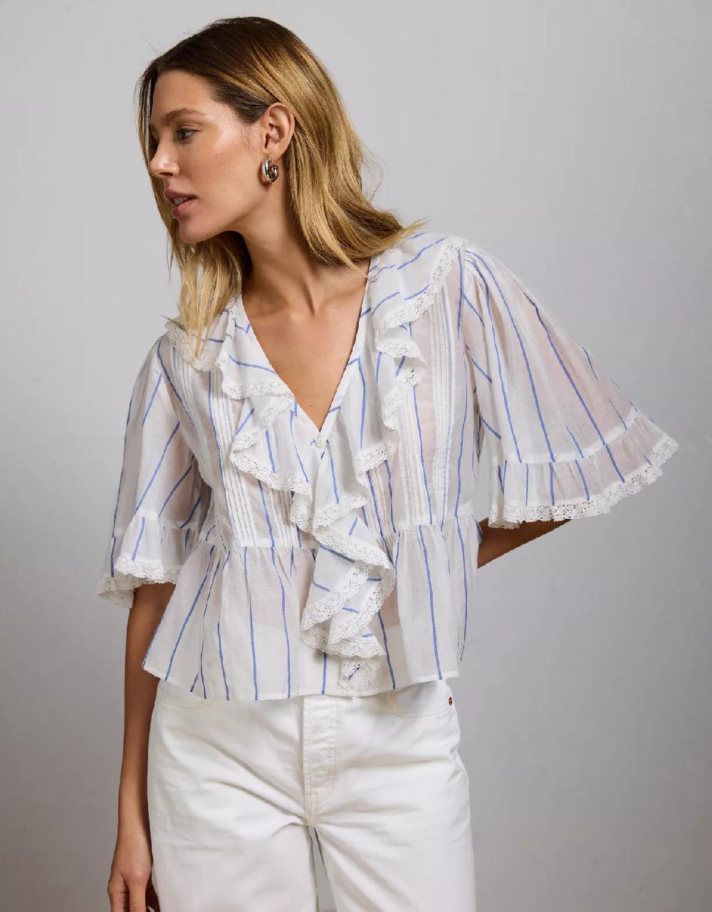 aeo AE77 Premium Ruffle V-Neck Blouse