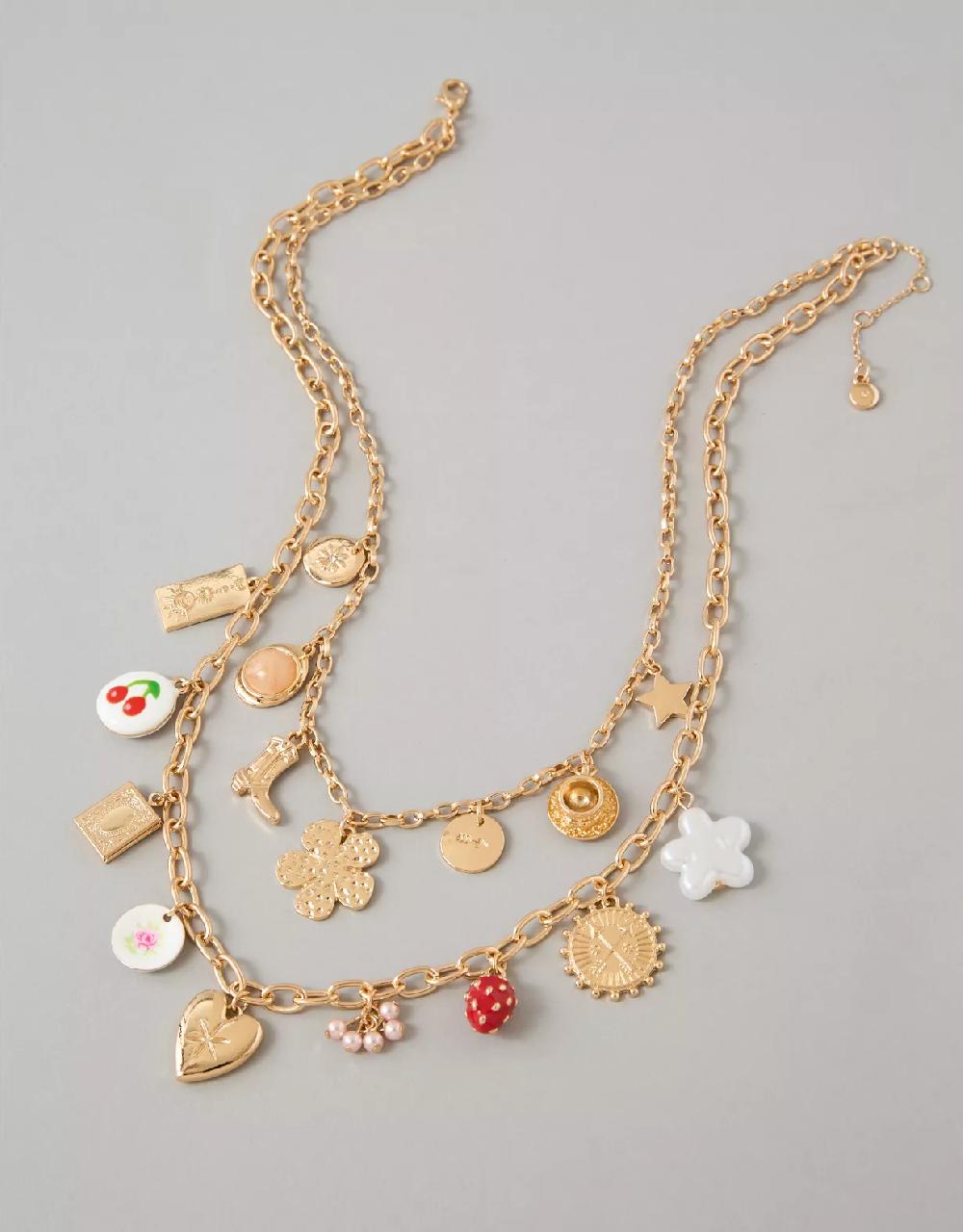 aeo AEO Double Layered Charm Necklace