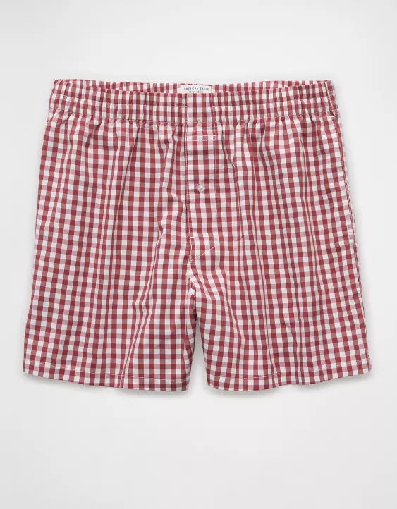 Aeo AEO Men's Plaid Poplin Pocket Boxer Short