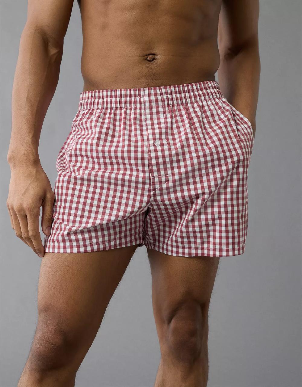 aeo AEO Men's Plaid Poplin Pocket Boxer Short